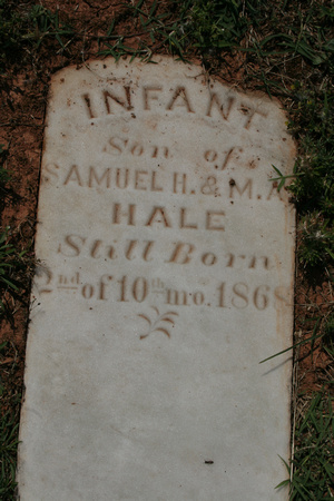 HALE - Infant Son of Amuel H & M. A HALE Still born Tombstone